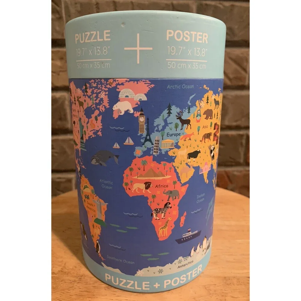 World Map 500 Piece Puzzle + Poster 19.7”x13.8” Ages 10+
